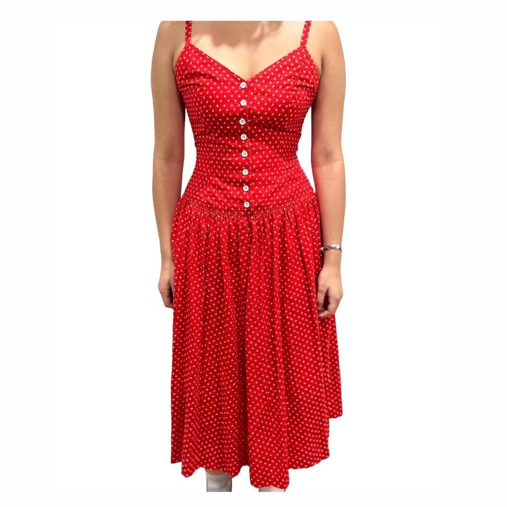 VTG RARE Original 1980's with a 60's vibe Gorgeous Red and white polka dot dress